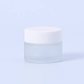 15ml Frosted Glass Jar With White Lid - Box of 10