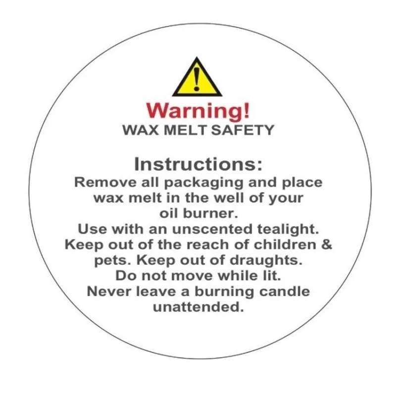 Wax Melt Tart Warning Labels - 100 Labels