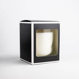 20cl Black Candle Box With White Rim & Window