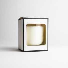 20cl White Candle Box With Black Rim With Window