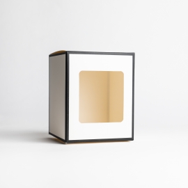 30cl White Candle Box With Black Rim & Window