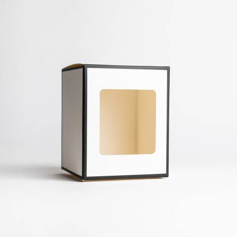 30cl White Candle Box With Black Rim & Window