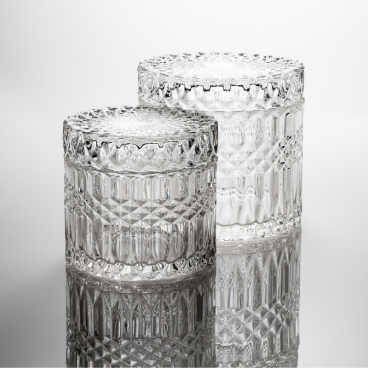 Clear Flat Lid Patterned Candle Glass