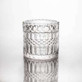 40cl Clear Flat Lid Patterned Candle Glass