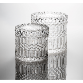 20cl Clear Flat Lid Patterned Candle Glass