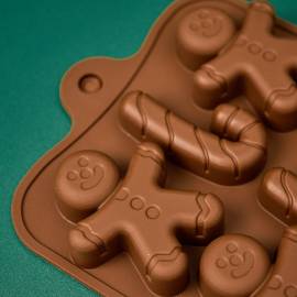 Christmas Gingerbread Man & Candy Cane Silicone Mould - Detail