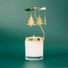 Rotating 20cl Candle Carousel - Christmas Trees - On Jar